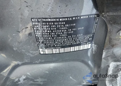 2024 Volkswagen Tiguan 2.0T Se R-Line Black из США, поврежденный, VIN 3VVCB7AX5RM210391